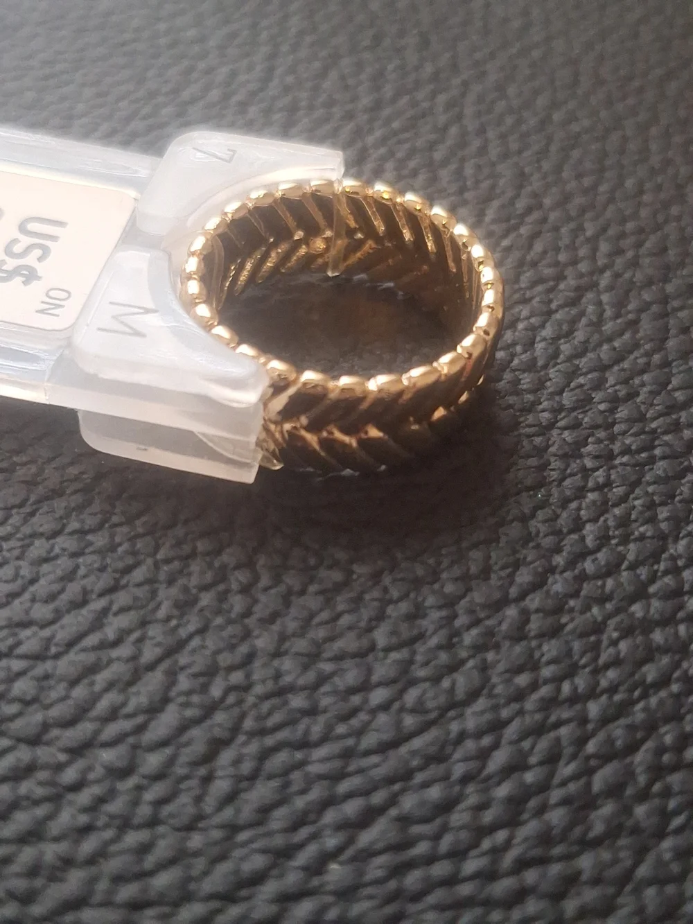 Gold Braided Chevron Band Ring for Women